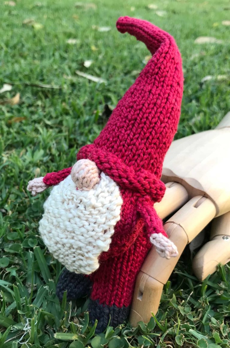 ColourSpun Knit Gnome Finger Puppet Kit - a kit containing all the materials you need plus free instructions to knit a little Gnome Finger Puppet