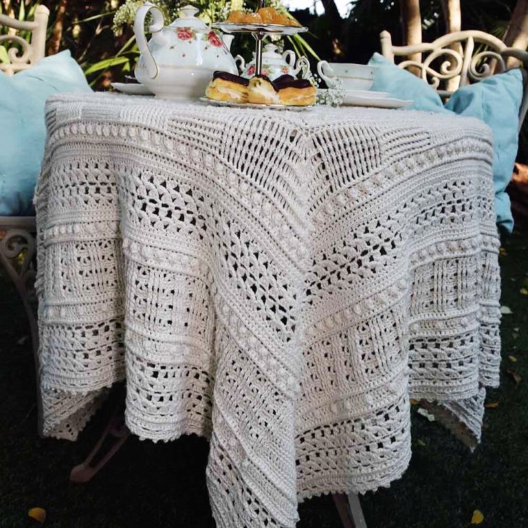 The Neave Collection's The Snow Drop crochet table cloth / throw