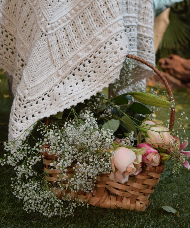 The Neave Collection's The Snow Drop crochet table cloth / throw
