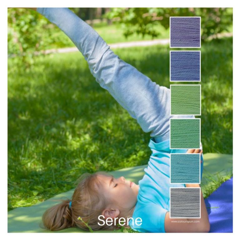 Serene is a Colour Stack of 6 colours inspired by a girl practicing yoga on a grassy spot under a tree