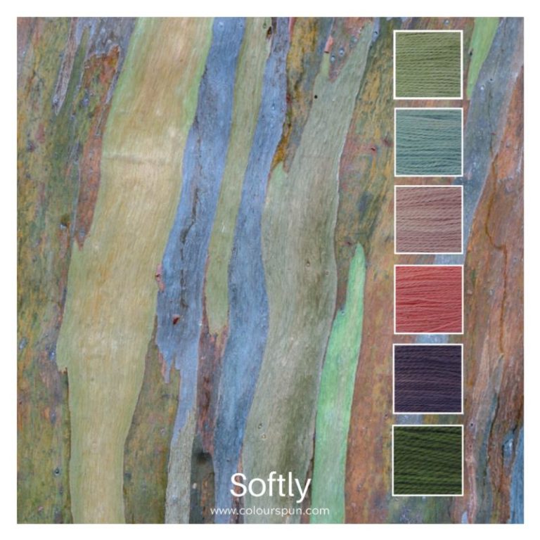Softly is a Colour Stack of 6 colours inspired by the bark of a Eucalyptus tree