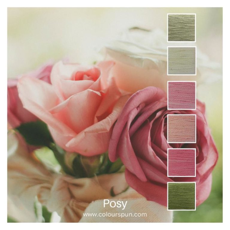 Posy is a colour stack of 6 ColourSpun Pure Cotton colours inspired by a bunch of roses in different shades of pink