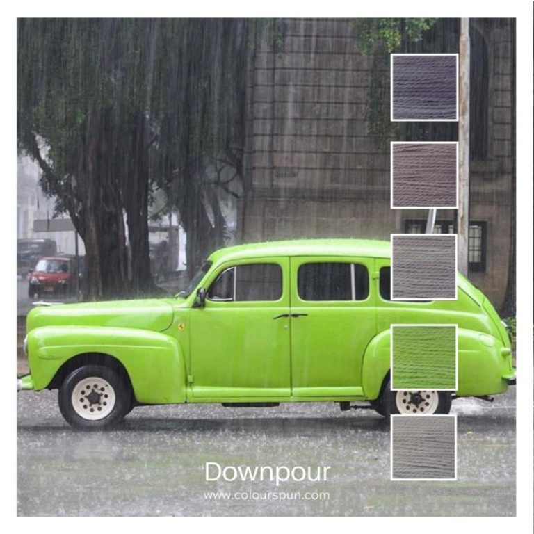 Downpour - a Cotton Five colour pack inspired by a lime green car on a rainy day.