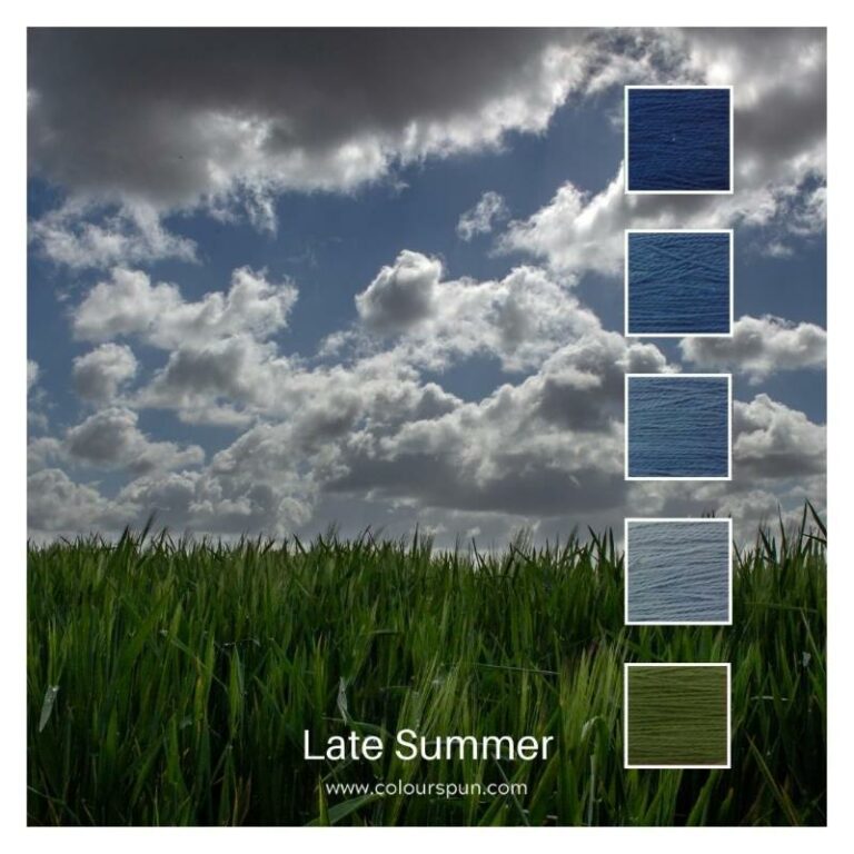Late Summer - a Cotton Five colour pack inspired by green lawn and a cloudy sky
