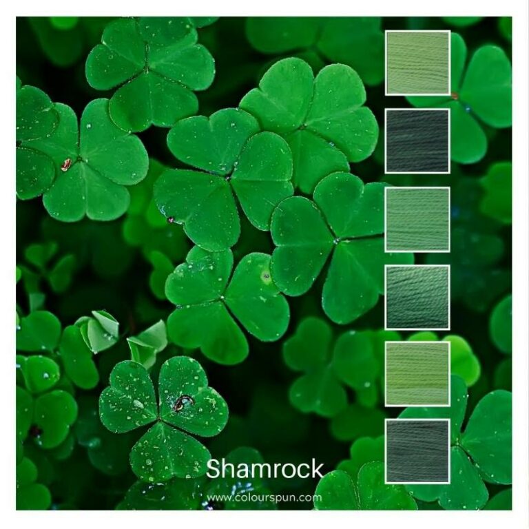 Shamrock is a colour stack of 6 ColourSpun Pure Cotton colours inspired by the greens in clover