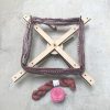Amish Style Yarn swift with yarn, skein and yarn cake