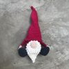 Large Crochet Gnome with tall hat, big nose, long white beard and black boots