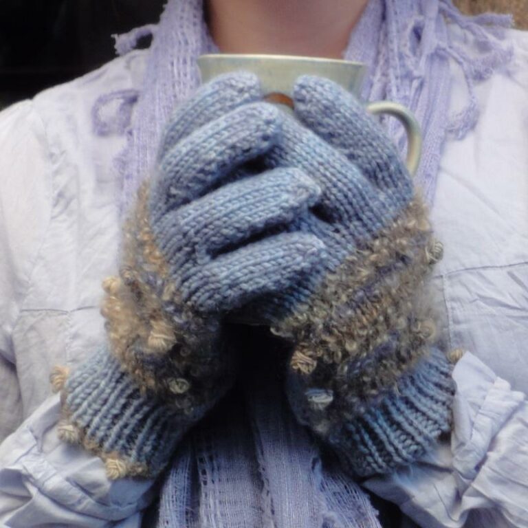 Ladies Gloves - baby blue and shifting sands
