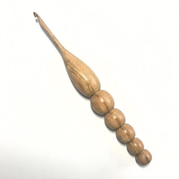 wooden crochet hook with ergonomical handle