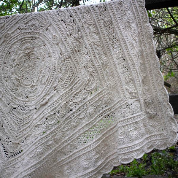 Ardith Baby Girl crochet blanket in Natural colour pure cotton
