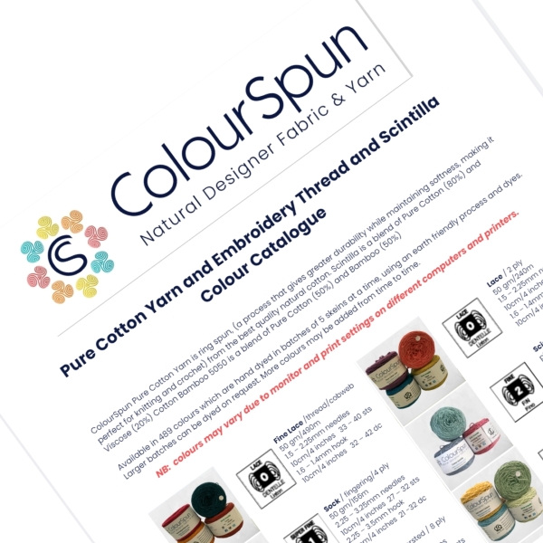 Pure Cotton Yarn, embroidery thread and Scintilla Colour catalogue