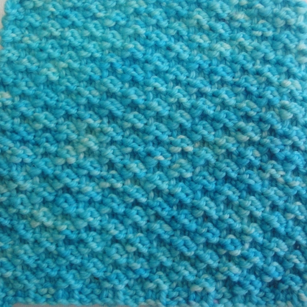 Box Stitch - a textured stitch sampler knit in turquoise yarn