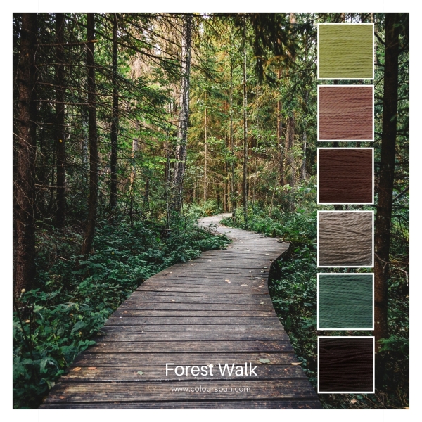 Forest Walk is a 6 colour Colour Stack inspired by the browns and greens of a path way through a forest.