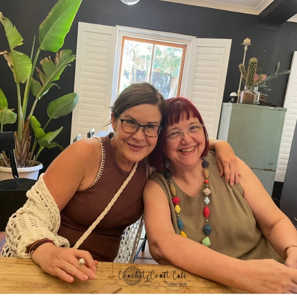 Lee and Dana, co-founders of Crochet & Craft Café by ColourSpun, at The Playhouse in Fish Hoek, Cape Town